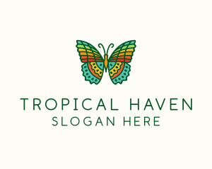 Colorful Tropical Butterfly logo design