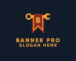 Wrench worker Banner logo design