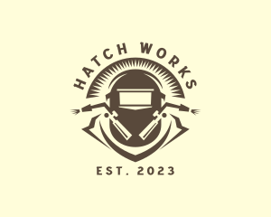 Hipster Welding Machinist logo design