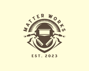 Hipster Welding Machinist logo design