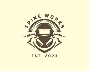 Hipster Welding Machinist logo design