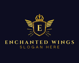 Wings Shield Crown logo design