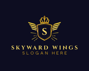 Wings Shield Crown logo design