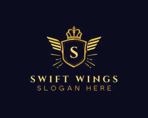 Wings Shield Crown logo design