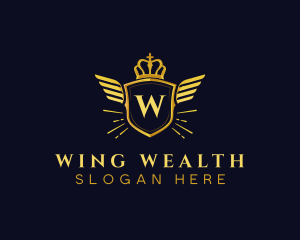 Wings Shield Crown logo design