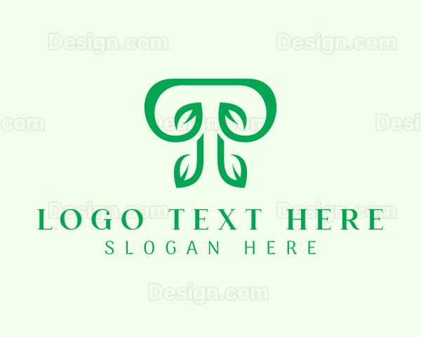 Green Leaf Letter T Logo