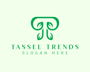 Green Leaf Letter T logo design