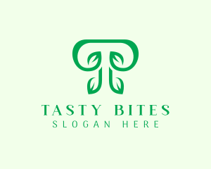 Green Leaf Letter T logo design