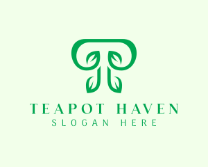 Green Leaf Letter T logo design