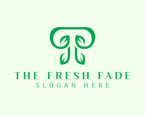 Green Leaf Letter T logo design