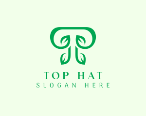 Green Leaf Letter T logo design