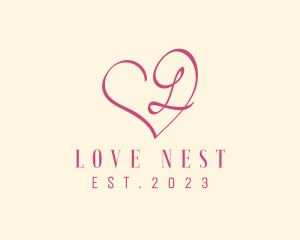 Pink Spa Heart Letter L logo design