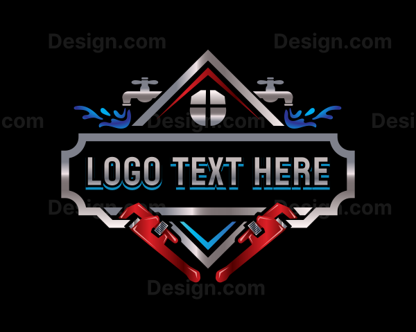 Pipe Wrench Plumbing Logo