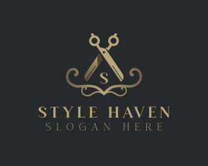 Elegant Barber Scissors Logo