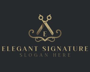 Elegant Barber Scissors logo design