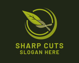 Gardening Shears Leaf  logo design