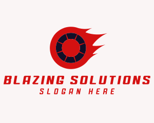 Blazing Fire Wheel logo design