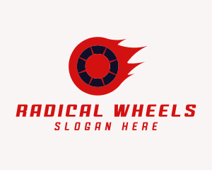 Blazing Fire Wheel logo design