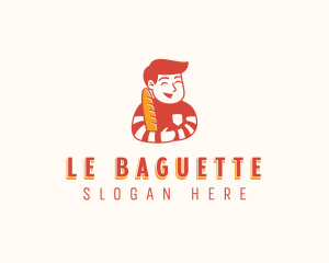 Baguette Bread Boy logo design