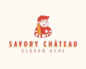 Baguette Bread Boy logo design