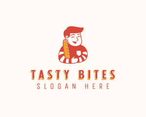 Baguette Bread Boy logo design