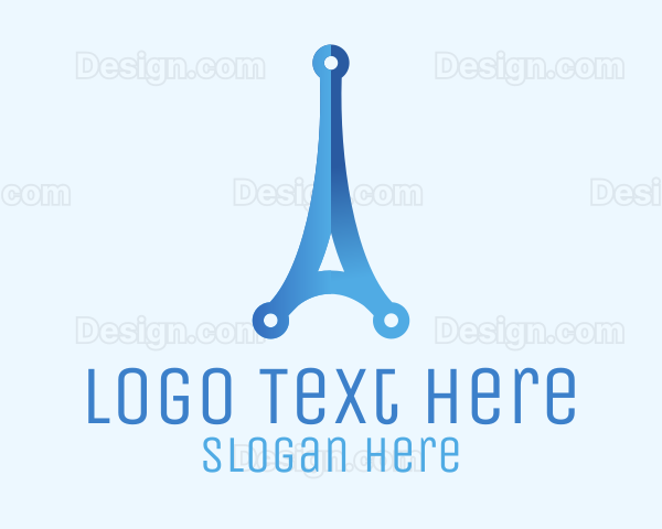 Blue Gradient Eiffel Tower Tech Logo