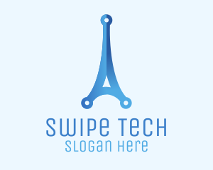 Blue Gradient Eiffel Tower Tech logo design