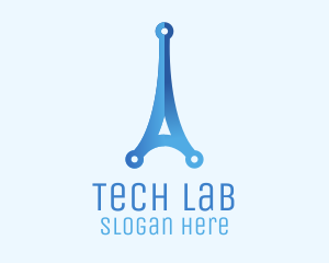 Blue Gradient Eiffel Tower Tech logo design