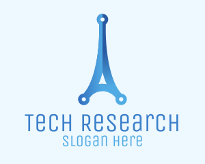 Blue Gradient Eiffel Tower Tech logo