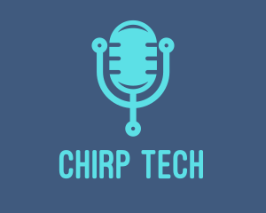 Blue Tech Mic logo design