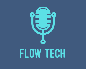 Blue Tech Mic logo design