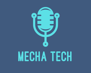 Blue Tech Mic logo design