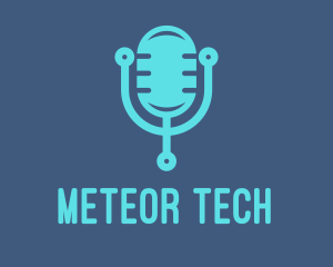 Blue Tech Mic logo design