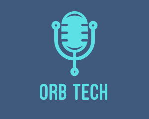 Blue Tech Mic logo design