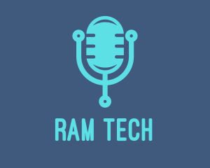 Blue Tech Mic logo design