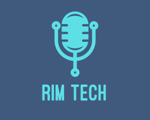 Blue Tech Mic logo design