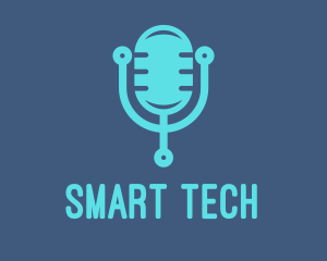 Blue Tech Mic logo design