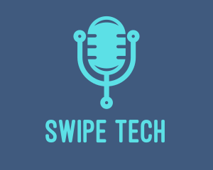 Blue Tech Mic logo design