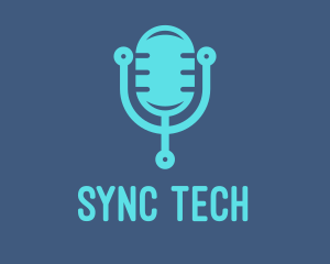 Blue Tech Mic logo design