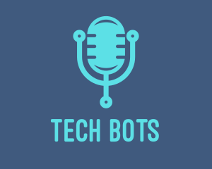 Blue Tech Mic logo design