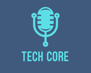 Blue Tech Mic logo design