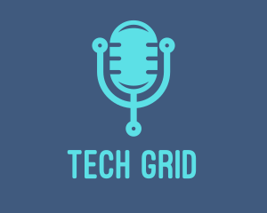 Blue Tech Mic logo design