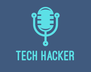 Blue Tech Mic logo design