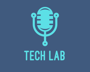 Blue Tech Mic logo design