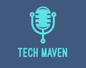 Blue Tech Mic logo design