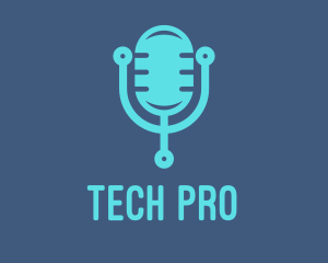 Blue Tech Mic logo design