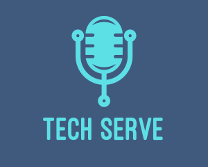 Blue Tech Mic logo design