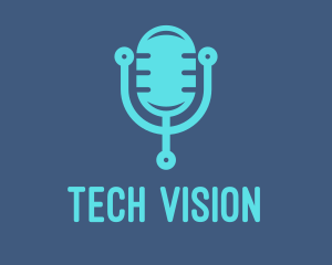 Blue Tech Mic logo design