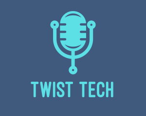 Blue Tech Mic logo design