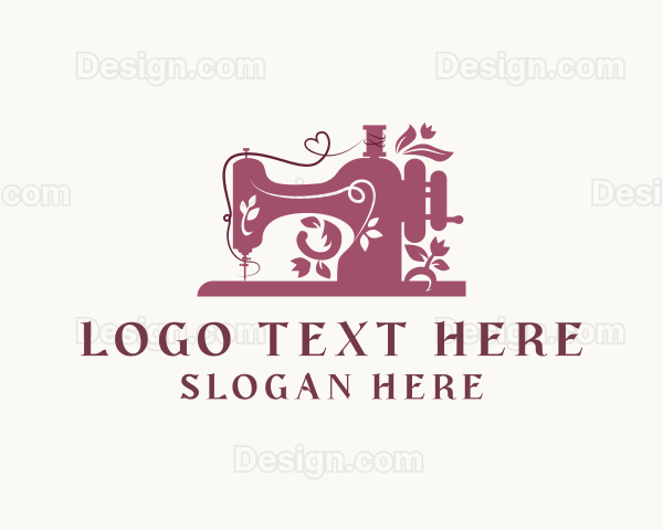 Creative Floral Sewing Machine Logo